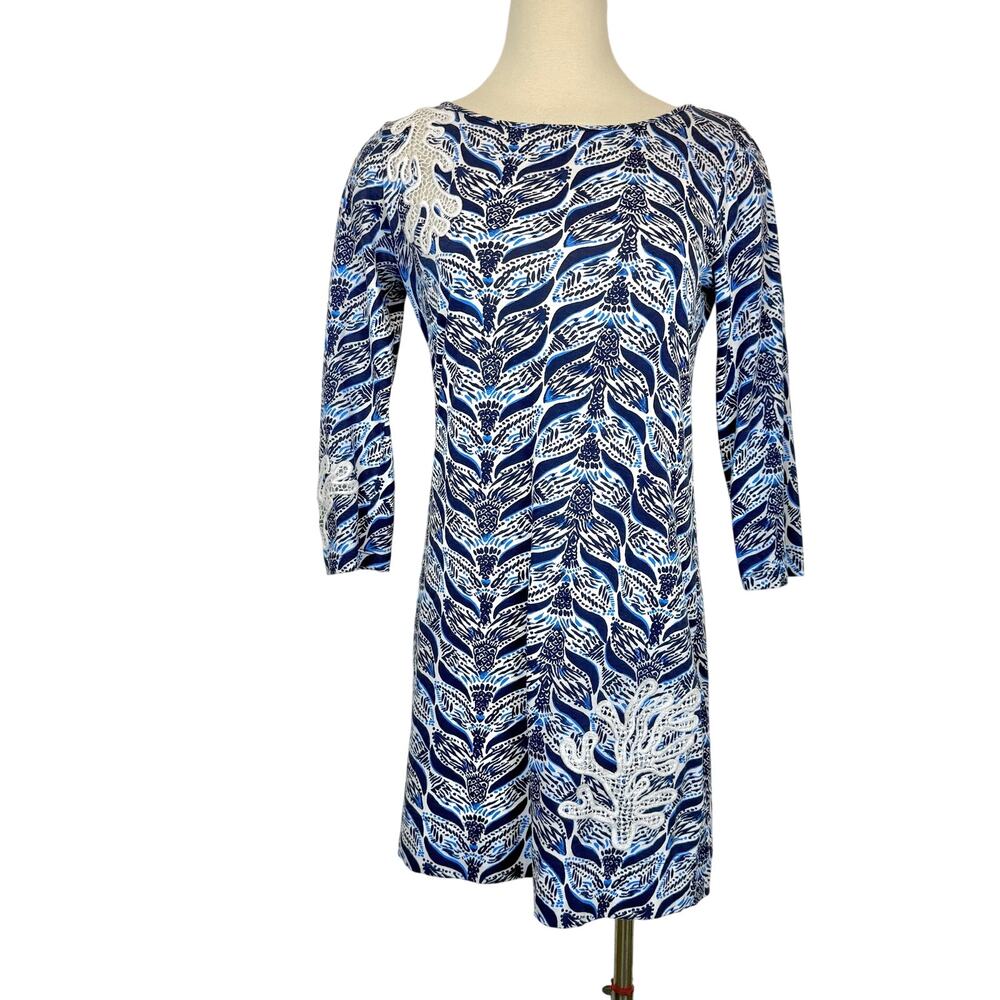 Lilly Pulitzer Marlowe Mini Dress Pima Cotton A Mermaid's Tail Blue/White S